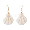 Copper Wire Wrapped Natural Scallop Shell Dangle Earring for Women EJEW-JE04721-3