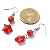 Resin & Glass Star Dangle Earrings EJEW-JE05323-4
