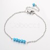 Round Synthetic Turquoise Beads Anklets AJEW-AN00103-01-1