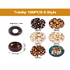 Craftdady 100Pcs 5 Style Pine Wood Beads WOOD-CD0001-17-10