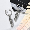 Feather 316 Surgical Stainless Steel Dangle Half Hoop Earrings for Women EJEW-G416-46AS-2