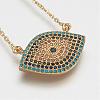 Brass Micro Pave Cubic Zirconia Pendant Necklaces NJEW-j051-10G-2