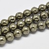 Natural Pyrite Round Beads Strands G-F197-07-8mm-1