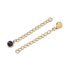 Ion Plating(IP) 316 Surgical Stainless Steel Curb Chain Extender with Natural Lapis Lazuli Round Charm STAS-A097-01G-07-2