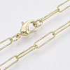Brass Textured Paperclip Chain Necklace Making MAK-S072-03A-LG-1