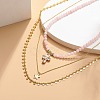 3Pcs 3 Style Natural Rose Quartz Cross & Star Pendant Necklaces Set with Brass Chains NJEW-JN04032-6