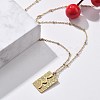 304 Stainless Steel Rectangle Snake Pendant Satellite Chain Necklace for Women NJEW-F332-01G-1