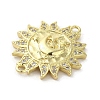 Rack Plating Brass Micro Pave Clear Cubic Zirconia Sun Connector Charms KK-C052-44G-2