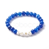 Round Imitation Gemstone & Plating Beads Stretch Bracelet Sets BJEW-JB06409-02-6