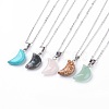 Natural & Synthetic Gemstone Pendant Necklaces NJEW-JN02161-1