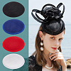 BENECREAT 4Pcs 4 Colors Imitation Hemp Round Fascinator Hat Base for Millinery AJEW-BC0007-36-5