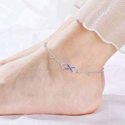 SHEGRACE Rhodium Plated 925 Sterling Silver Link Anklets JA132A-1