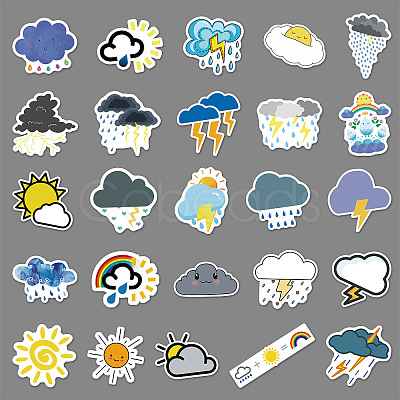 50Pcs Weather Theme PVC Self-Adhesive Cartoon Stickers WG38596-01-1