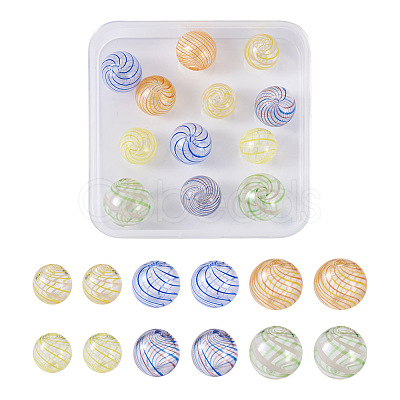 PandaHall Jewelry 12Pcs 6 Style Transparent Handmade Blown Glass Globe Beads GLAA-PJ0001-03-1