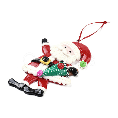 Christmas Santa Claus Handmade Polymer Clay Pendant Decorations HJEW-P017-01E-1