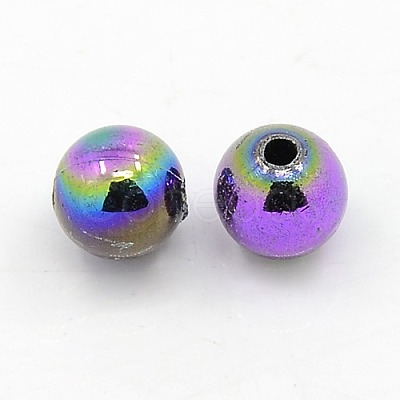 Plating Plastic Acrylic Round Beads PACR-L003-6mm-M-1