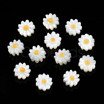 Natural White Shell Enamel Beads SSHEL-N034-124B-01-1