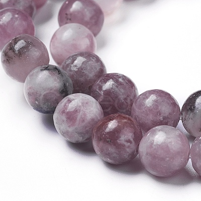 Natural Lepidolite/Purple Mica Beads Strands X-G-G770-04A-8mm-1