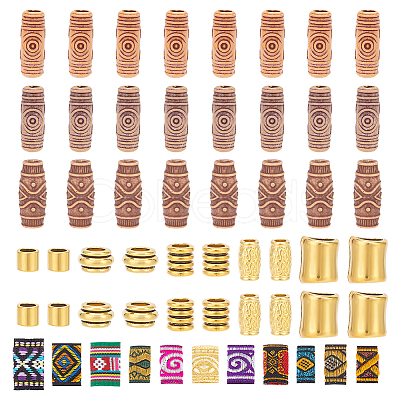 Nbeads 55Pcs Dreadlocks Beads Hair Decorations DIY-NB0008-99-1