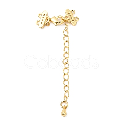 Brass Curb Chain Extenders with Micro Pave Cubic Zirconia X-KK-I705-17G-1