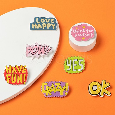 7Pcs 7 Style Acrylic Badges Brooch Pins JEWB-LS0001-09-1