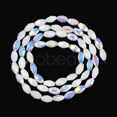 Electroplate Glass Beads Strands GLAA-Q101-03A-AB07-1