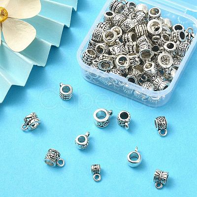 100Pcs 10 Style Tibetan Style Alloy Tube Bails FIND-YW0003-16-1