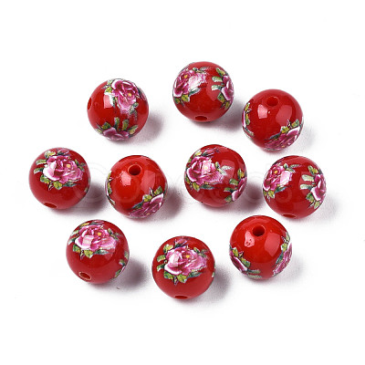 Opaque Printed Acrylic Beads MACR-T043-02E-02-1