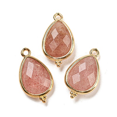 Natural Strawberry Quartz Faceted Pendants G-M431-15G-11-1