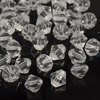 Faceted Bicone Transparent Acrylic Beads DBB10MM01-1