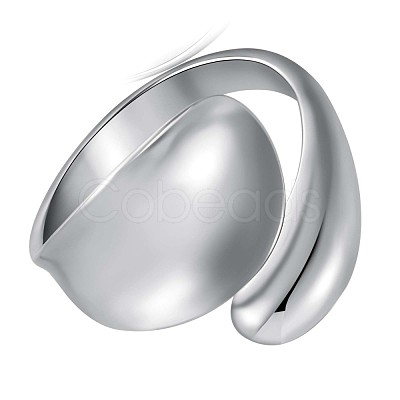 Rhodium Plated 925 Sterling Silver Twist Chunky Open Cuff Ring for Women JR909A-1