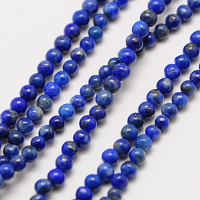 Natural Gemstone Lapis Lazuli Round Beads Strands X-G-A130-3mm-28-1