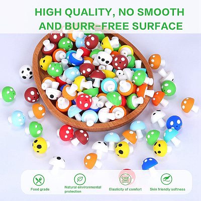 20Pcs Mushroom Silicone Focal Beads JX901B-1