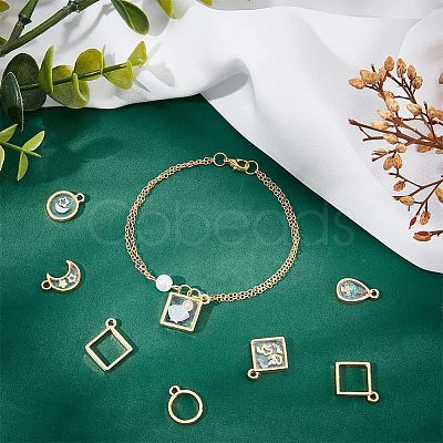 CHGCRAFT 48Pcs 4 Styles Alloy Open Back Bezel Pendants FIND-CA0005-98-1