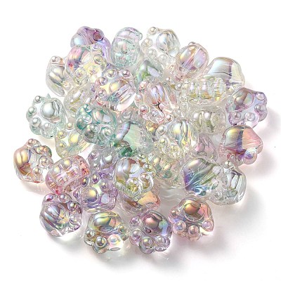 UV Plating Rainbow Iridescent Acrylic Beads OACR-P010-18-1