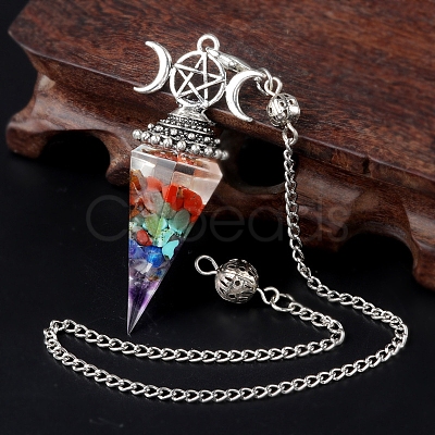 Natural & Synthetic Gemstone Chip & Resin Orgonite Dowsing Pendulum Big Pendants PW-WG36861-11-1