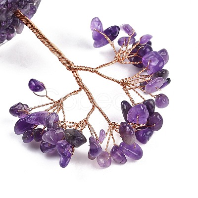 Natural Amethyst Chips Tree of Life Decorations DJEW-B013-01D-1