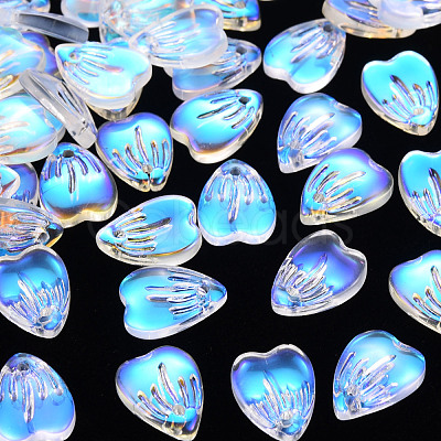 Transparent Spray Painted Glass Charms GLAA-S190-020B-01-1