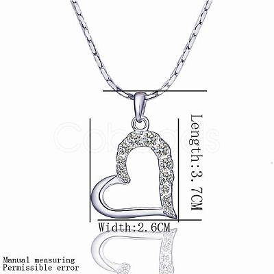 Trendy Real Platinum Plated Eco-Friendly Tin Alloy Czech Rhinestone Heart Pendant Necklaces NJEW-BB13780-P-1