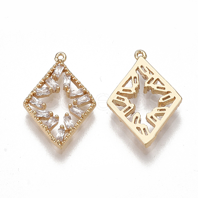 Brass Cubic Zirconia Pendants KK-T038-369G-1