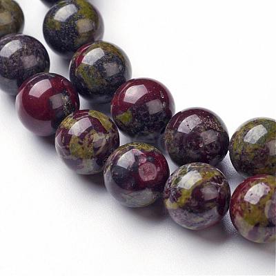 Natural Dragon Blood Jasper Bead Strands G-G957-24-10mm-1