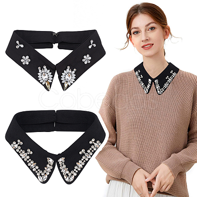 Nbeads 2Pcs 2 Style Cotton Detachable Blouse False Collar AJEW-NB0003-99-1