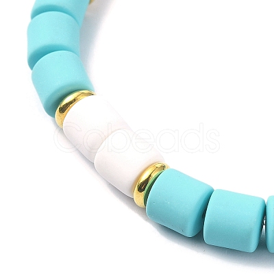 Polymer Clay Column Beaded Stretch Bracelets BJEW-JB09782-05-1