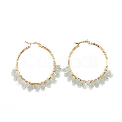 Beaded Hoop Earrings EJEW-JE03953-02-1