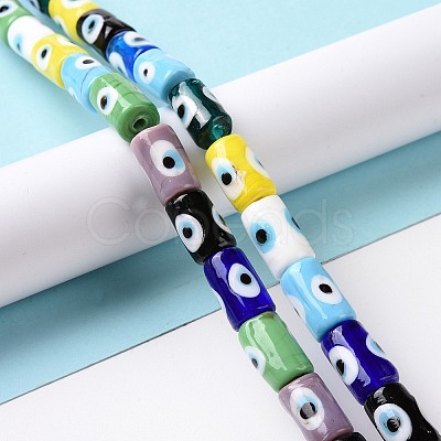 Handmade Evil Eye Lampwork Beads Strands LAMP-F027-01-1