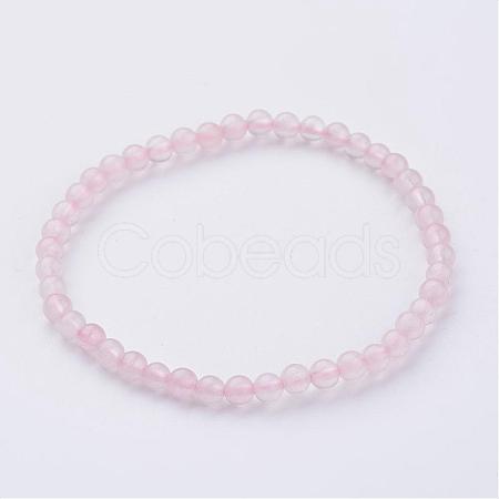 Natural Rose Quartz Beaded Stretch Bracelets BJEW-JB02459-01-1