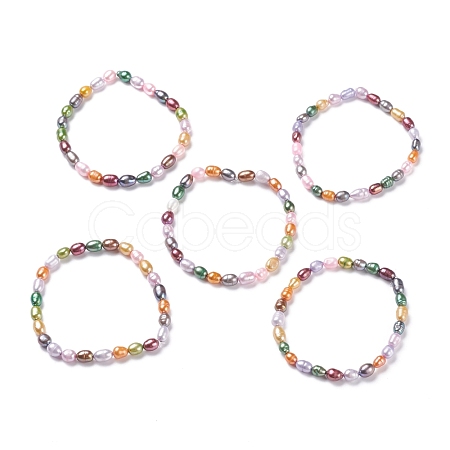 Dyed Pearl Stretch Bracelets BJEW-JB03910-1