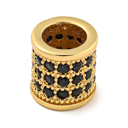 Brass Micro Pave Black Cubic Zirconia European Beads KK-G493-48G-02-1