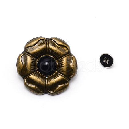 1-Hole Alloy & Turquoise Buttons PALLOY-WH0092-16C-AB-1