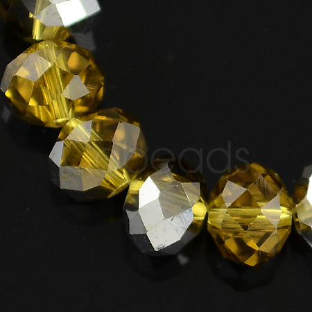 Electroplate Glass Bead Strands GR12MMY-10S-1